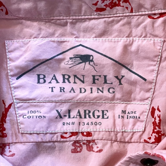 VINTAGE Barn Fly Trading boot print XL button-down - Picture 4 of 4